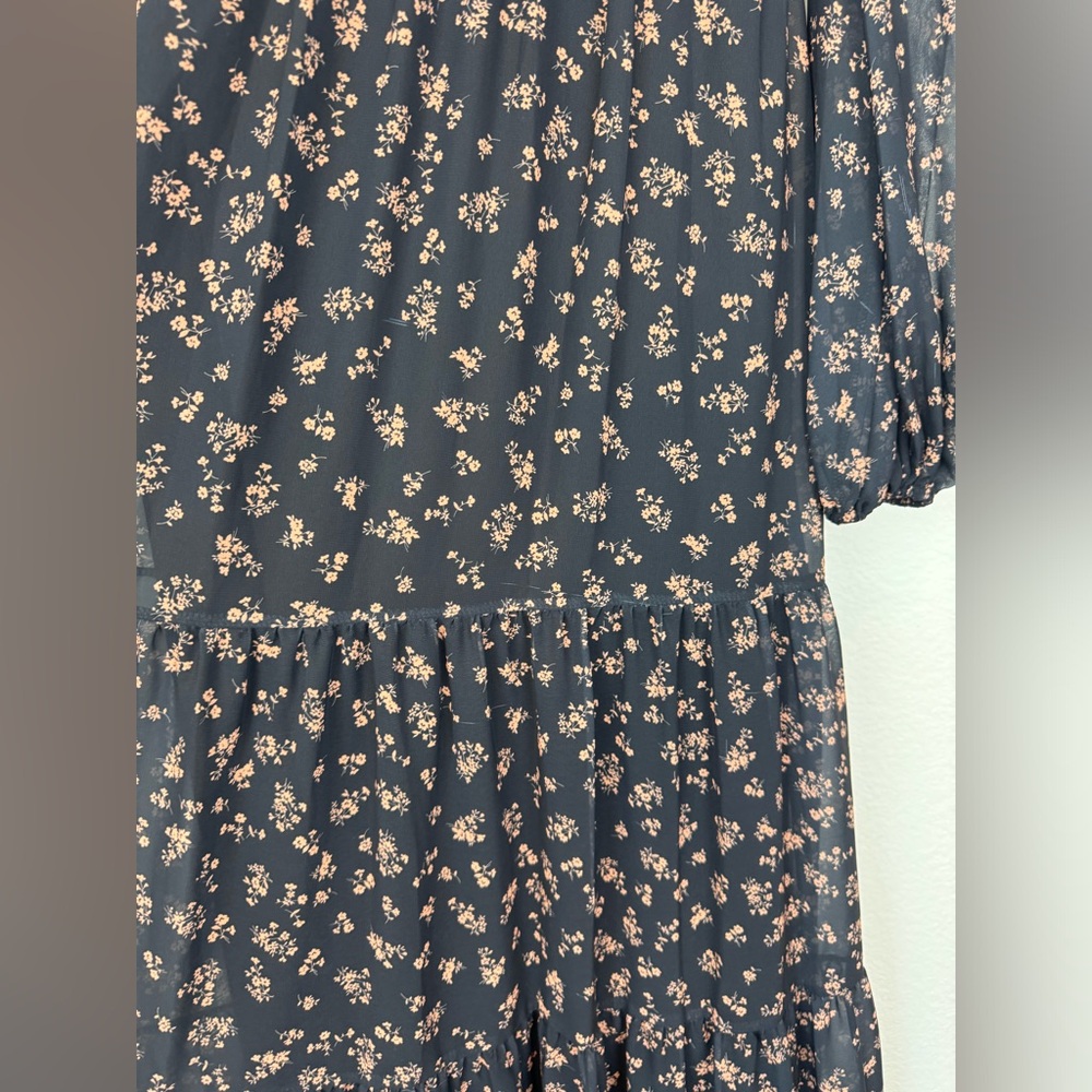 Mac Duggal Black Floral Long Sleeve Chiffon A-Line Gown Sz 2 NEW - Picture 9 of 14
